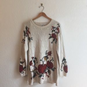 Vintage L pullover sweater knit pumpkin harvest